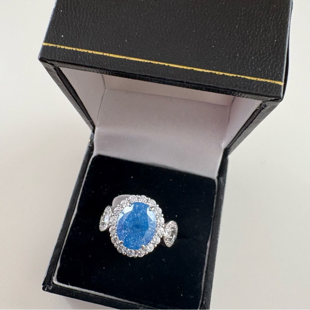 Bomb Party The 2424 Ring RG77681 Aqua Blue Ice Crystal Rhodium Plating - Picture 3 of 7